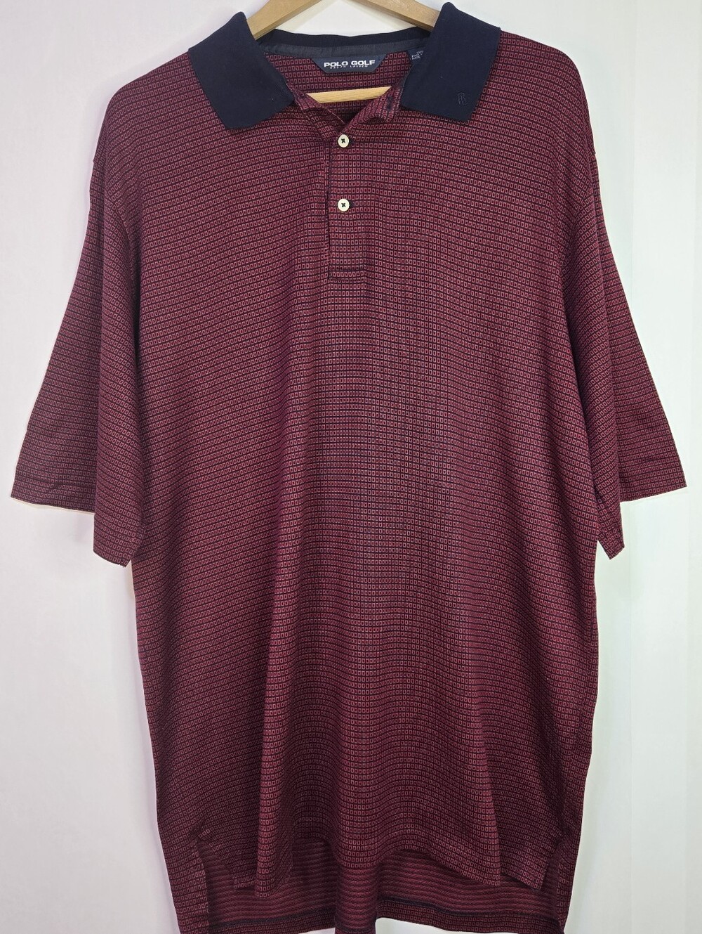 POLO Golf, Ralph Lauren Men Size XL Pima Cotton S/Sleeve Golf Shirt, Navy & Red